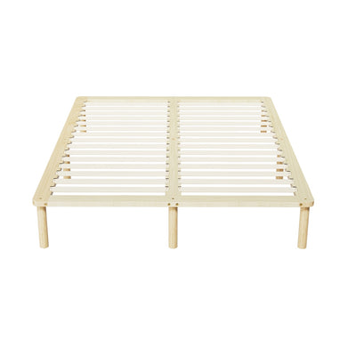 Amba Minimalist Double Wooden Bed Frame Pine with sturdy pinewood slats and simple modern design for bedroom furniture by Bedzy