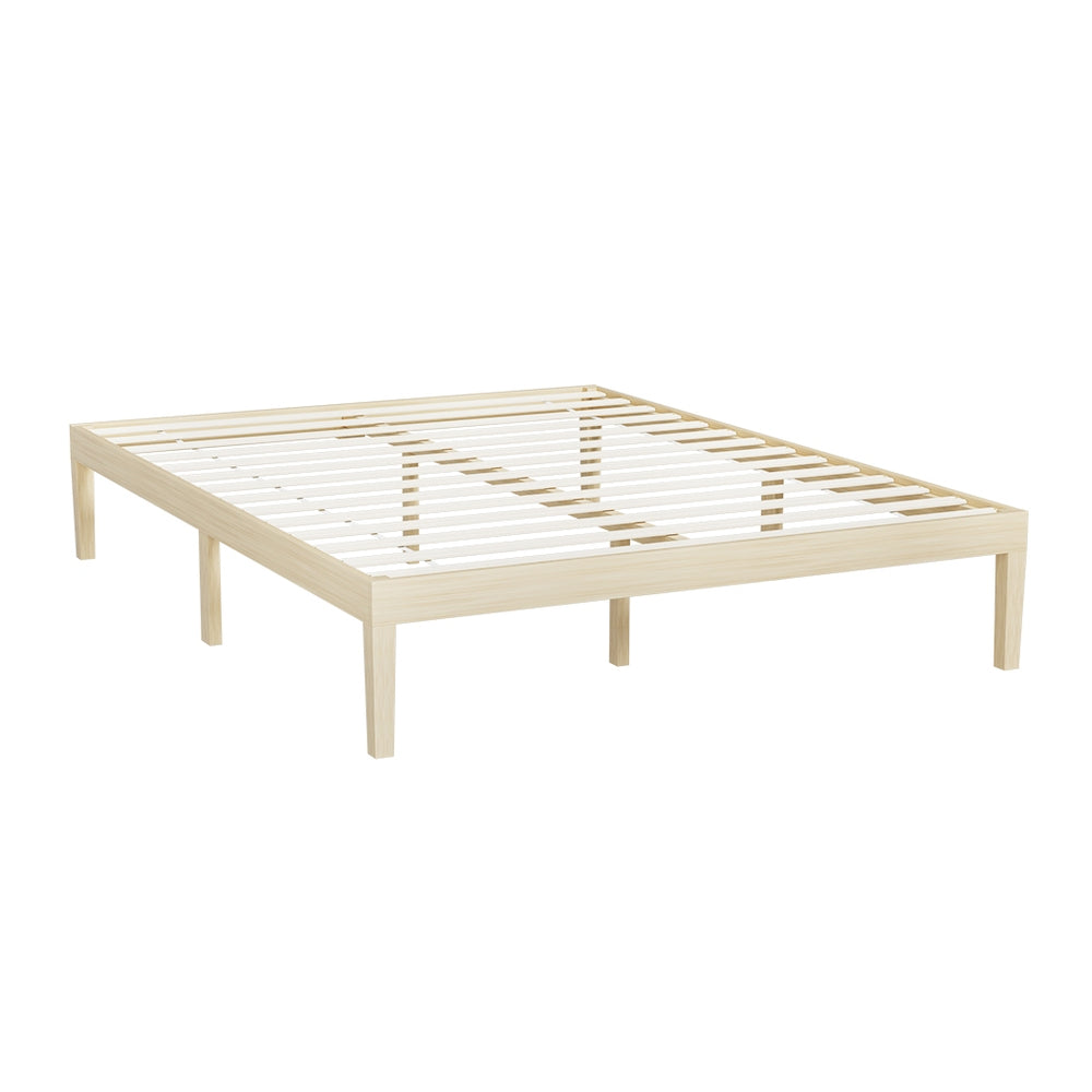 Bruno Minimalist Double Solid Pinewood Bed Frame