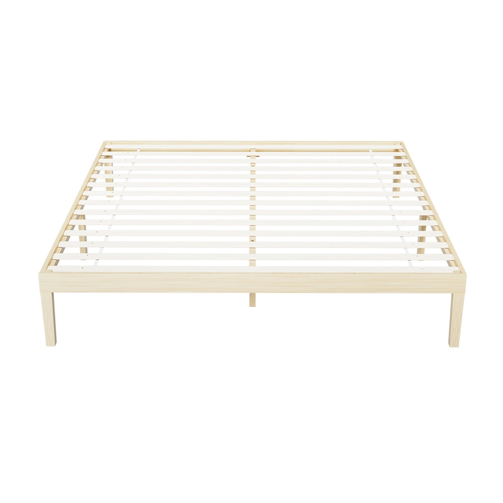 King Package | Bruno Minimalist Solid Pinewood Bed Frame & Bonita Pillow Top Mattress (Medium Firm)