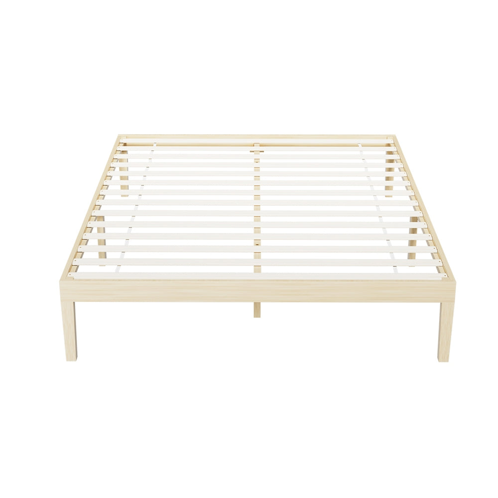 Queen Package | Bruno Minimalist Solid Pinewood Bed Frame & Bonita Pillow Top Mattress (Medium Firm)