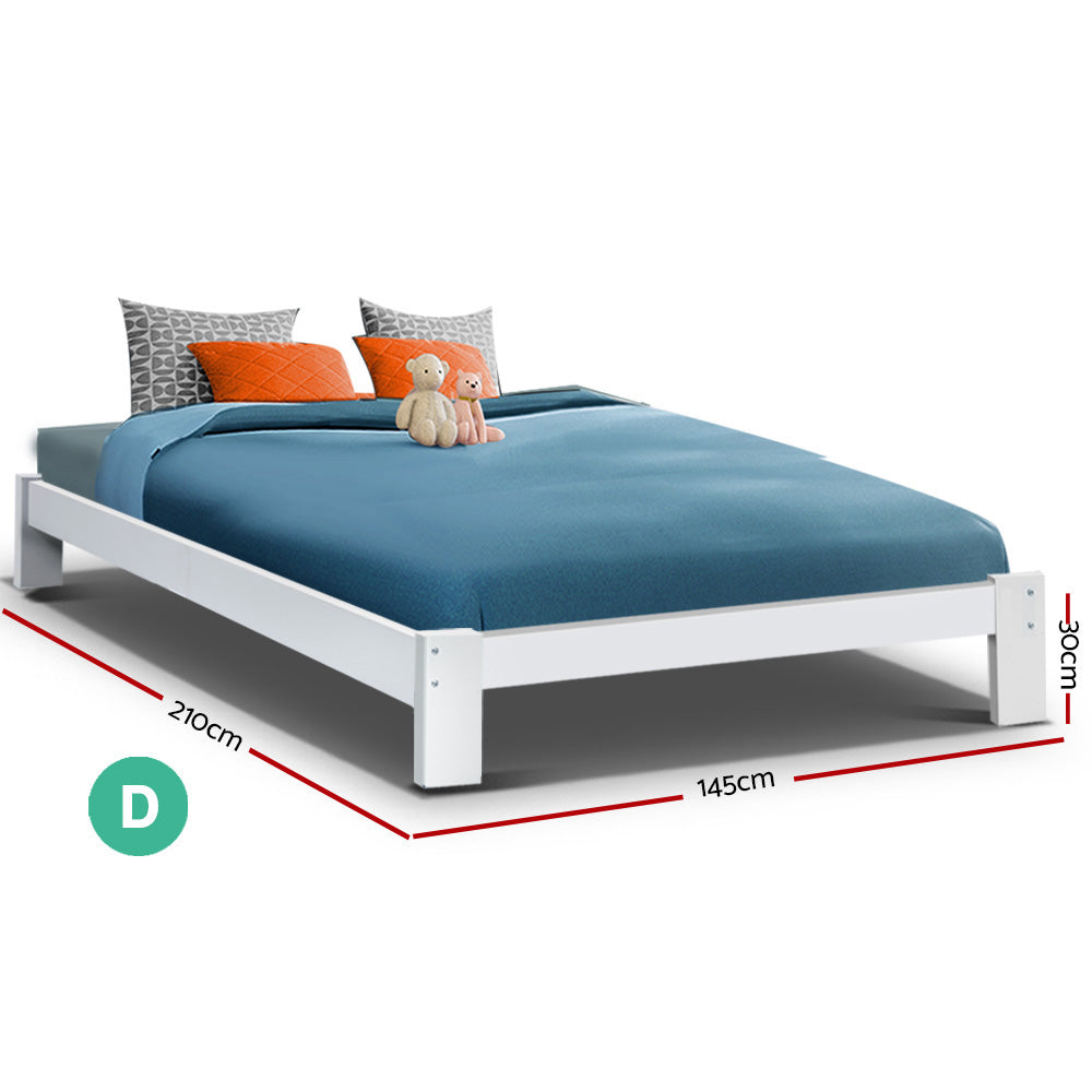 Fairy Wooden Double Bed Frame White
