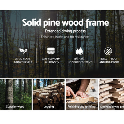 Whitehaven Wooden King Single Bed Frame White made from solid pine wood with insect-proof and rot-resistant features