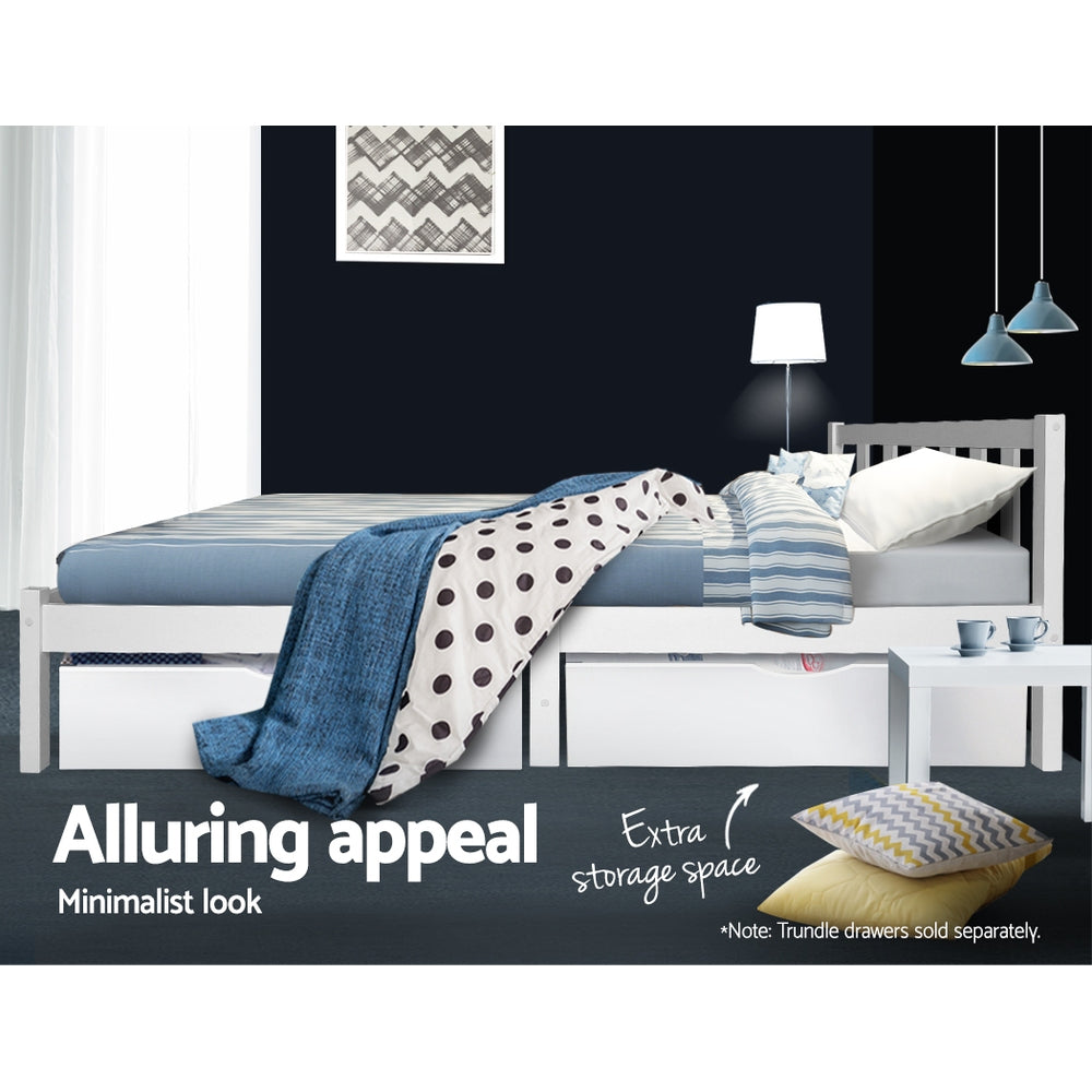 Whitehaven Wooden Single Bed Frame White