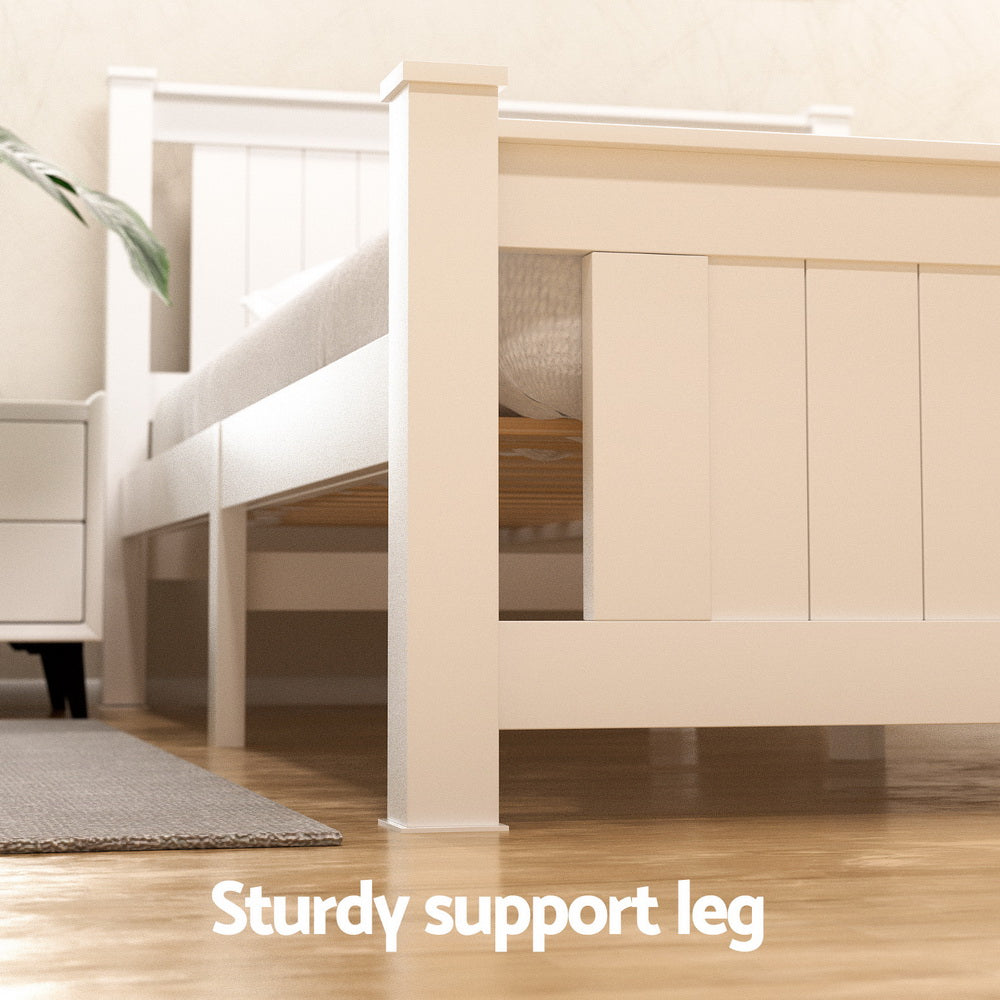 Cottesloe Wooden Double Bed with Two Storage Drawers - White