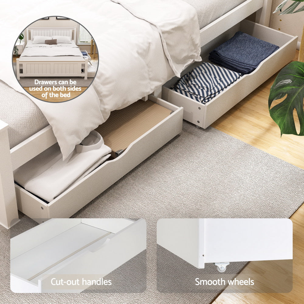 Cottesloe Wooden Queen Bed with Two Storage Drawers - White