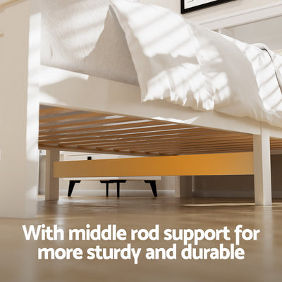 Conqueror King Single Bed Frame with Storage Drawers – White, featuring solid pine wood and middle rod support for durability.