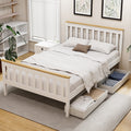 Sundale Double Bed Frame with Two Storage Drawers – White & Pine