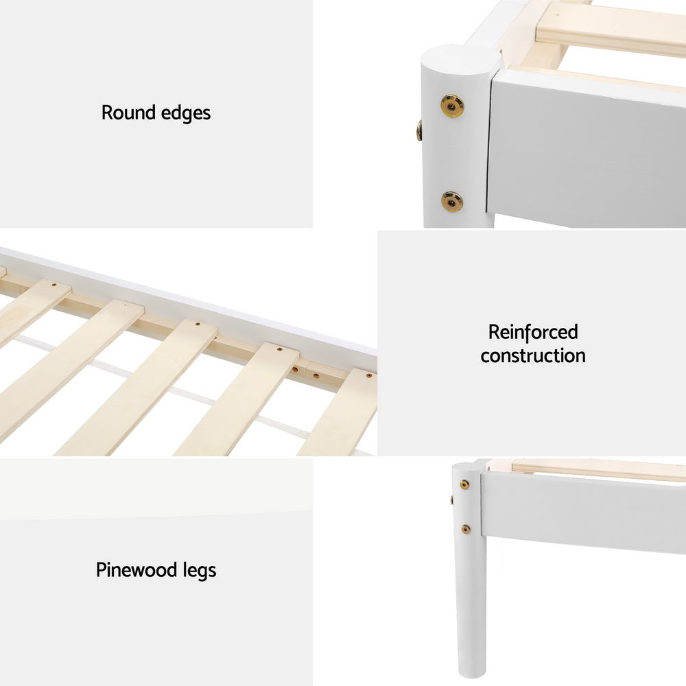 Daly King Single Wooden Bed Frame White