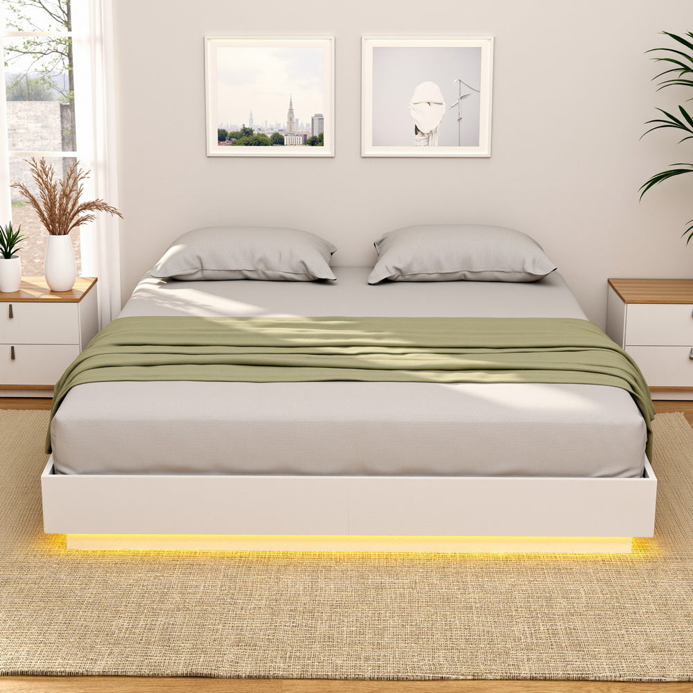 Dayglow Queen LED Wooden Bed Frame – Pine