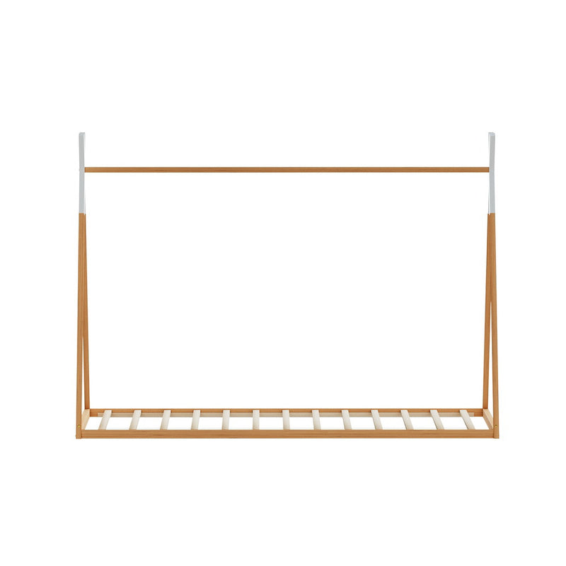 Low-set Teepee Style Single Wooden Bed Frame Pine in solid pine wood with slatted base and teepee design for kids bedroom furniture