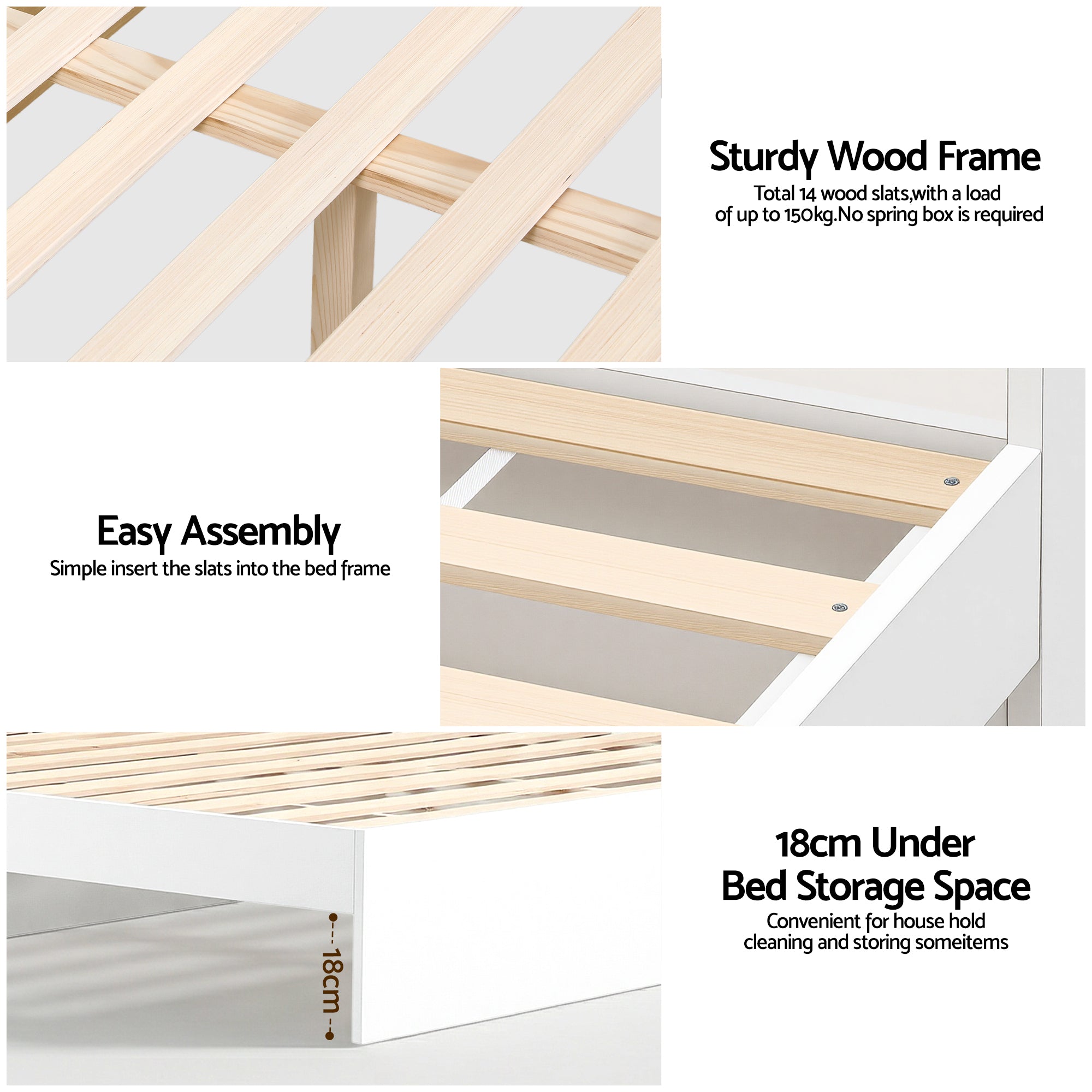 Bed Frame Single Size with Charging Ports and 2 Drawers AURA
