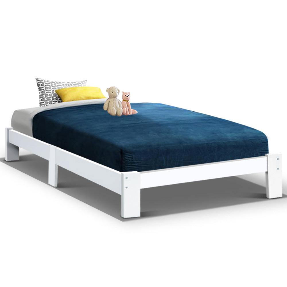 Fairy Wooden Single Bed Frame White
