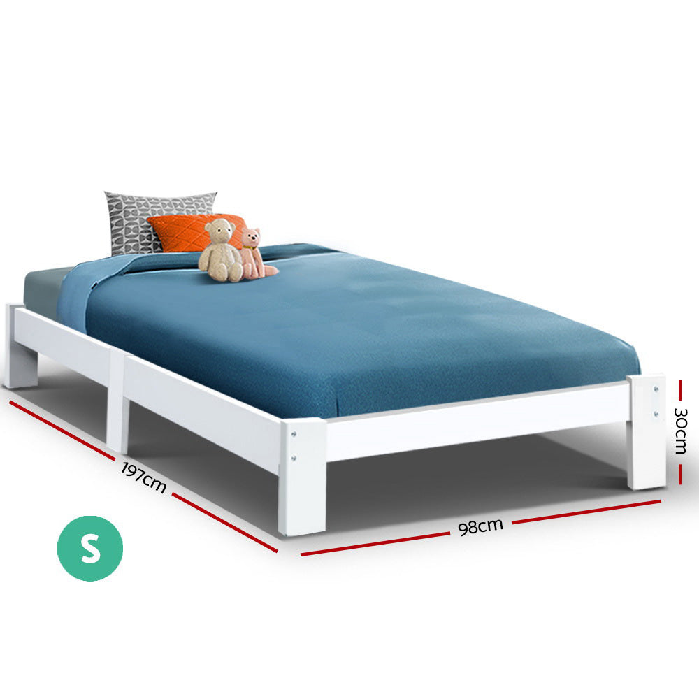 Fairy Wooden Single Bed Frame White