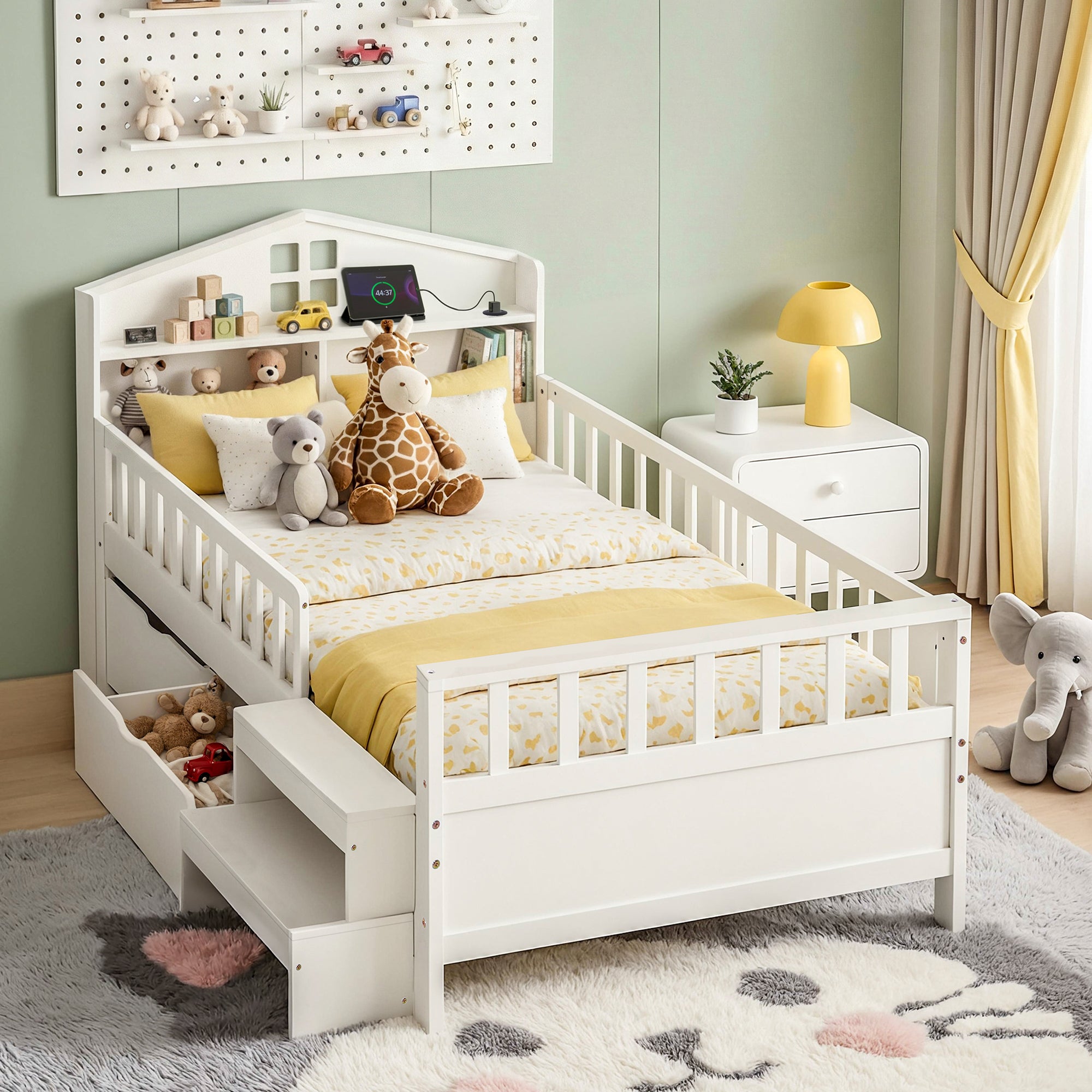 Single Package | Harlow Kids LED Montessori House Bed & Glay Bonnell Spring Mattress (Medium Firm)