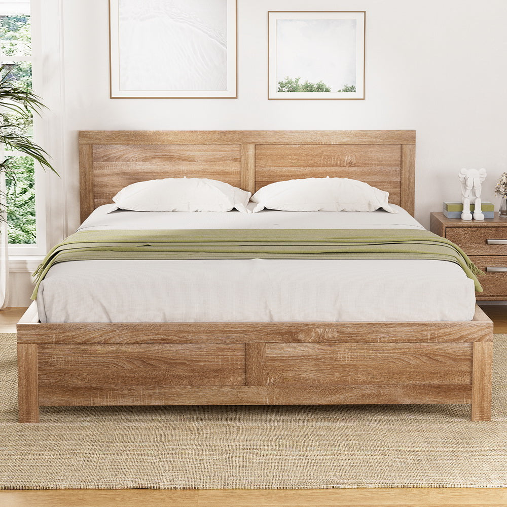 Cabarita Queen Acacia Wooden Bed Frame – Oatmeal