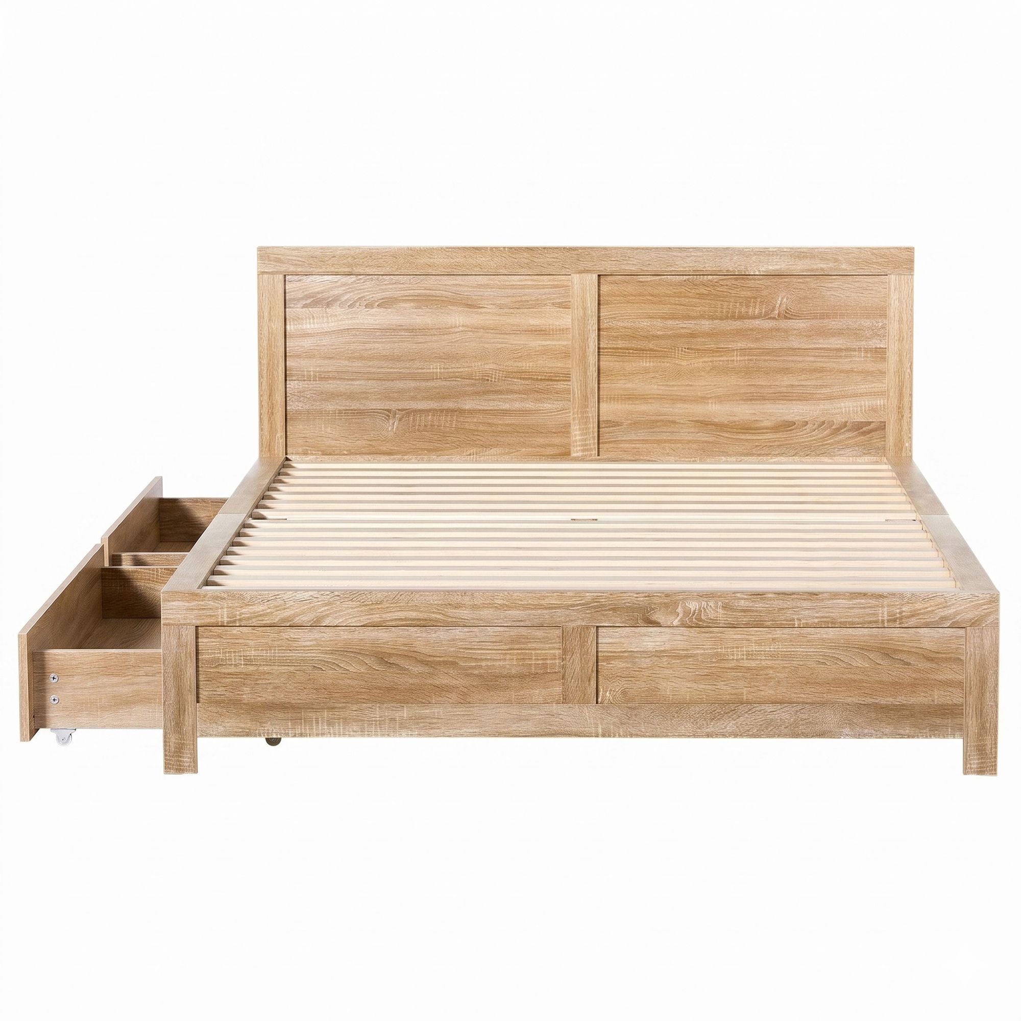 Queen Size Bed Frame with 2 Drawers Bedroom Furniture