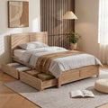 Single Bed Frame with 2 Drawers Wooden Bed Base Walnut
