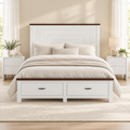 Double Wooden Bed Frame with 2 Bedside Tables Bedroom Furniture Set