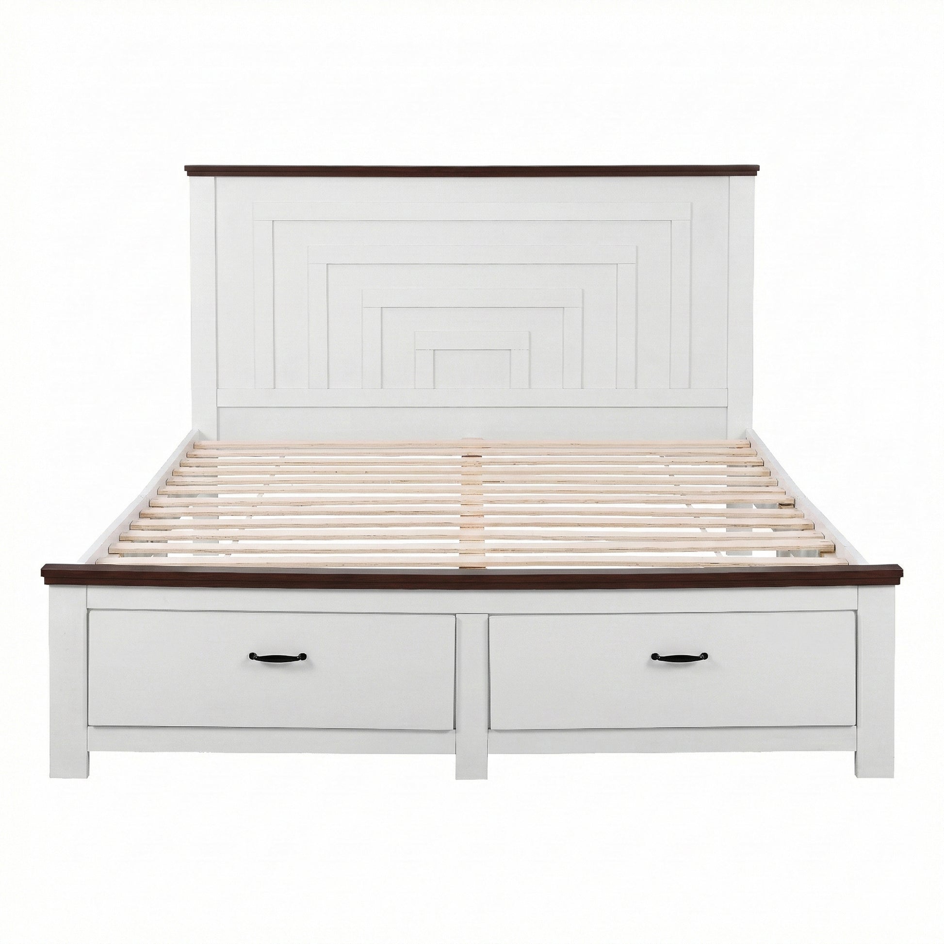 Rawson Double Bed Frame with Storage Drawers and Tall Headboard - White-3