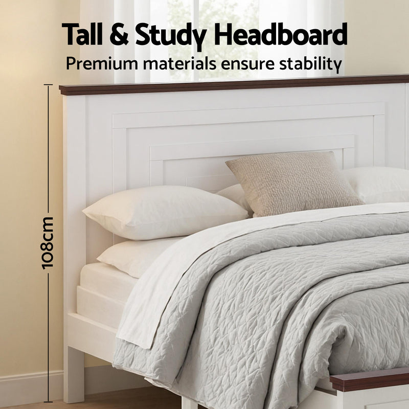 Rawson Double Bed Frame with Storage Drawers and Tall Headboard - White-5