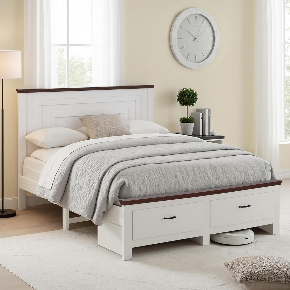 Queen Wooden Bed Frame with 2 Bedside Tables Bedroom Furniture Set
