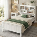 Single Bed Frame with Storage Headboard and Footboard Wooden Bed Base White