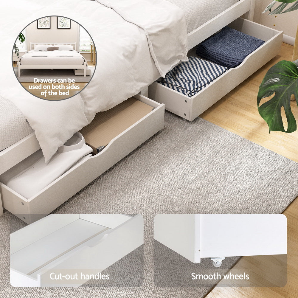 Somerleigh Double Bed Frame with Two Storage Drawers – White
