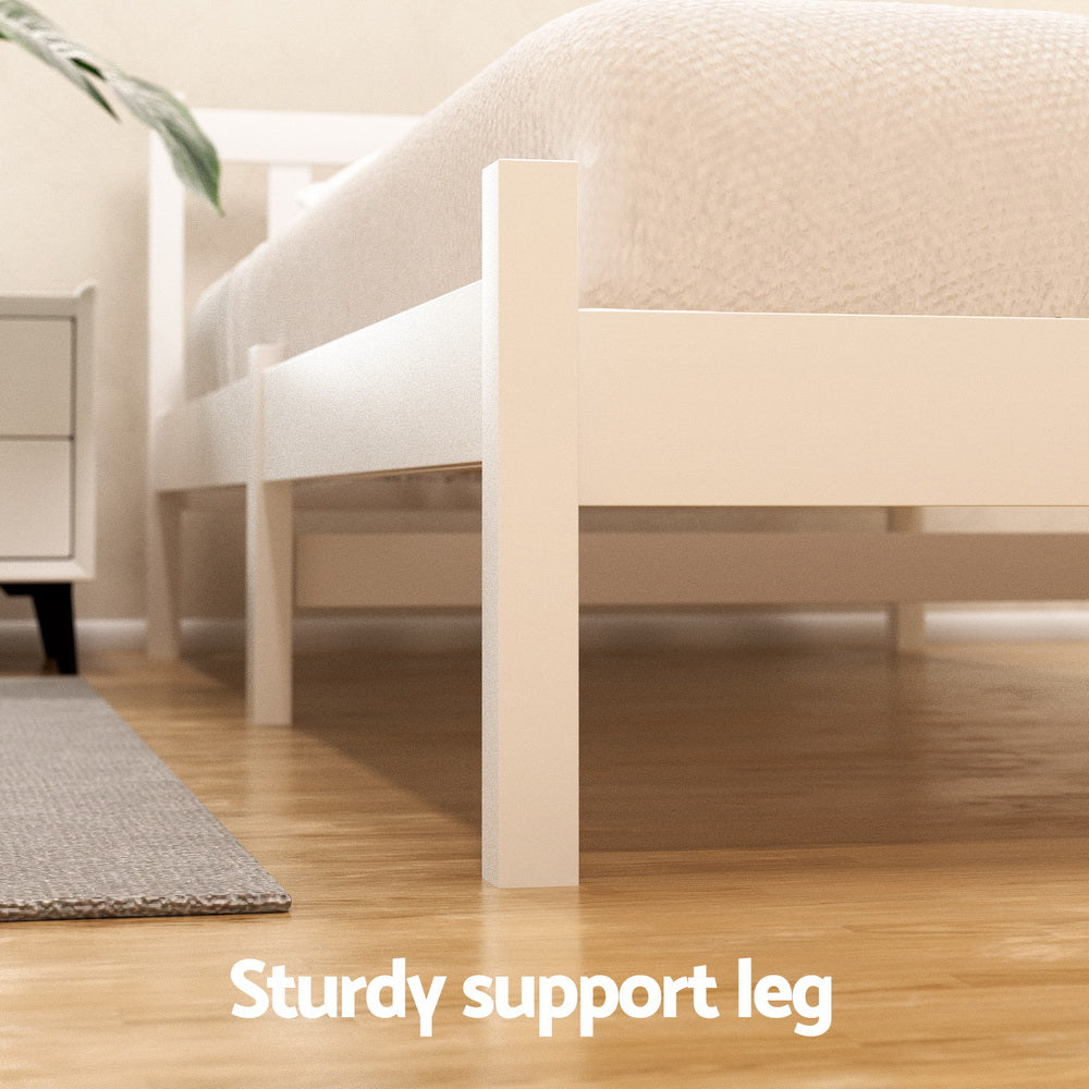 Single Package | Somerleigh Bed Frame with Storage Drawers White & Glay Bonnell Spring Mattress (Medium Firm)