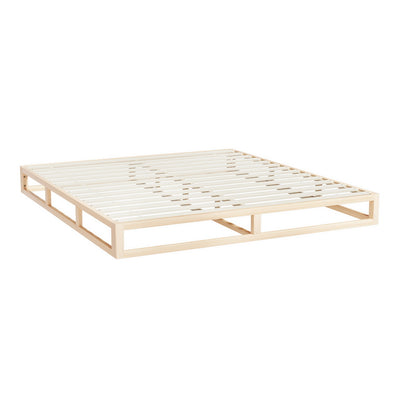 Kalam Minimalist Solid Pinewood Bed Frame - King with sturdy wooden slats and reinforced frame for bedroom furniture by Bedzy