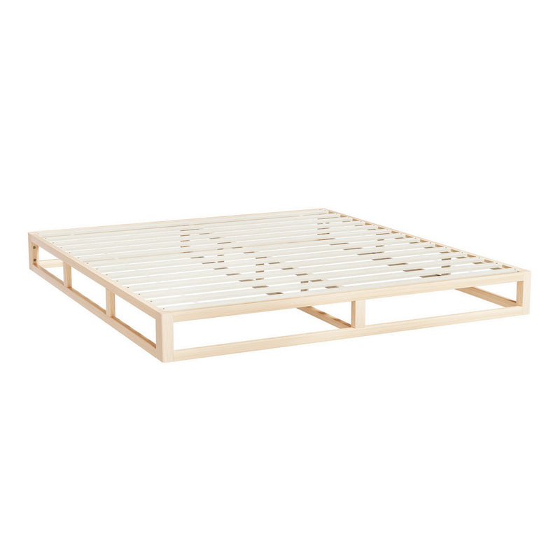 Kalam Minimalist Solid Pinewood Bed Frame - King with sturdy wooden slats and reinforced frame for bedroom furniture by Bedzy