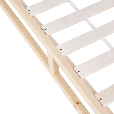 Kalam Minimalist Solid Pinewood Bed Frame - King showing natural wood slats and sturdy pinewood construction for bedroom furniture