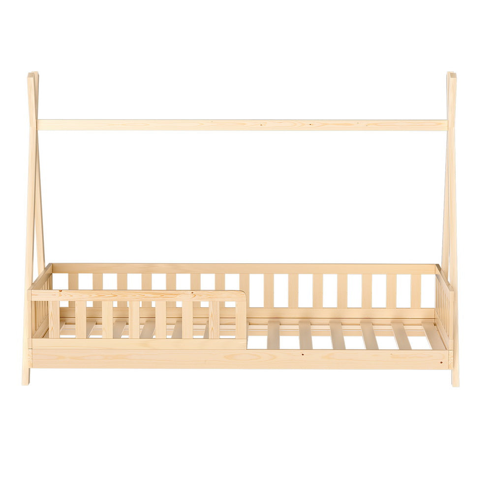Teepee Style Pine Wood Single Bed Frame Oak