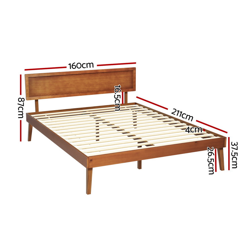 Splay Queen Wooden Bed Frame Walnut