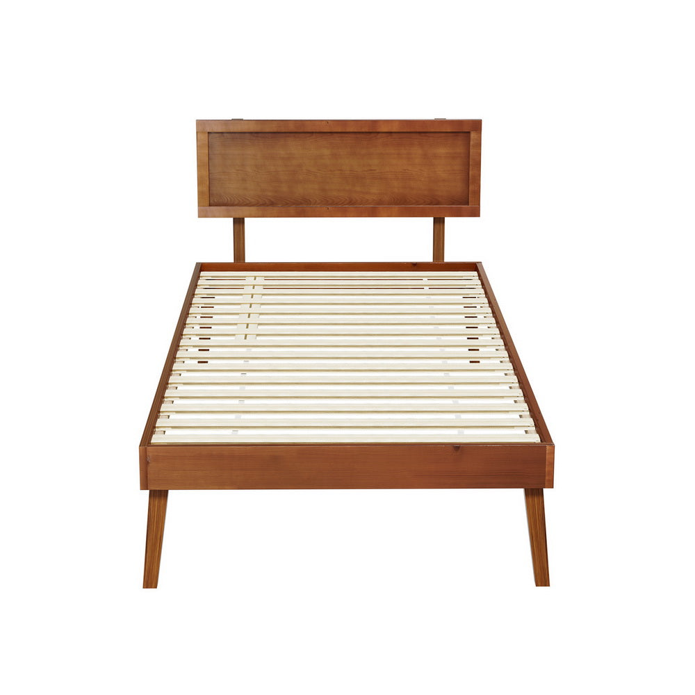 Splay Single Wooden Bed Frame Walnut