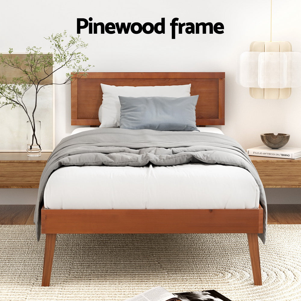 Splay Single Wooden Bed Frame Walnut
