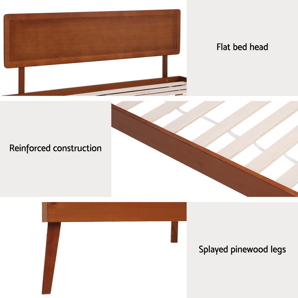 Splay Single Wooden Bed Frame Walnut