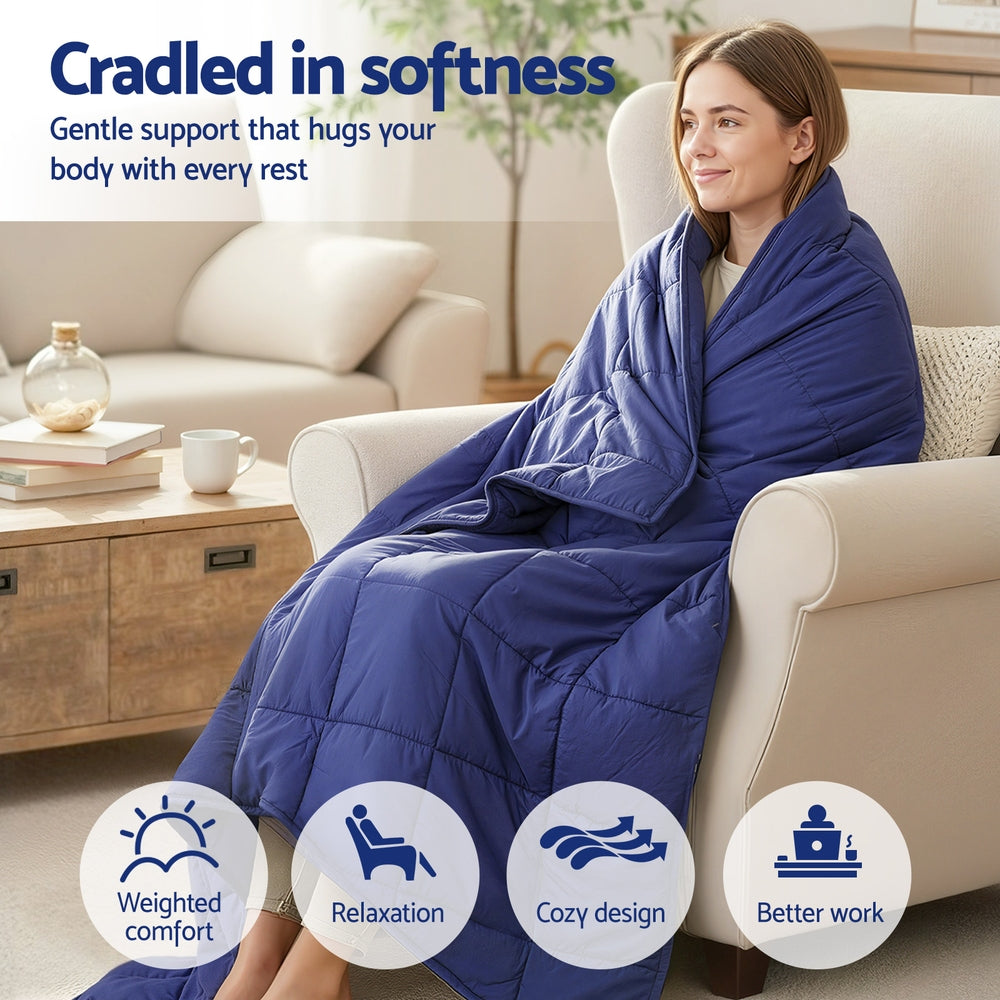 Weighted Blanket 6.8kg Kids Adults Heavy Gravity Relax Calm Blue