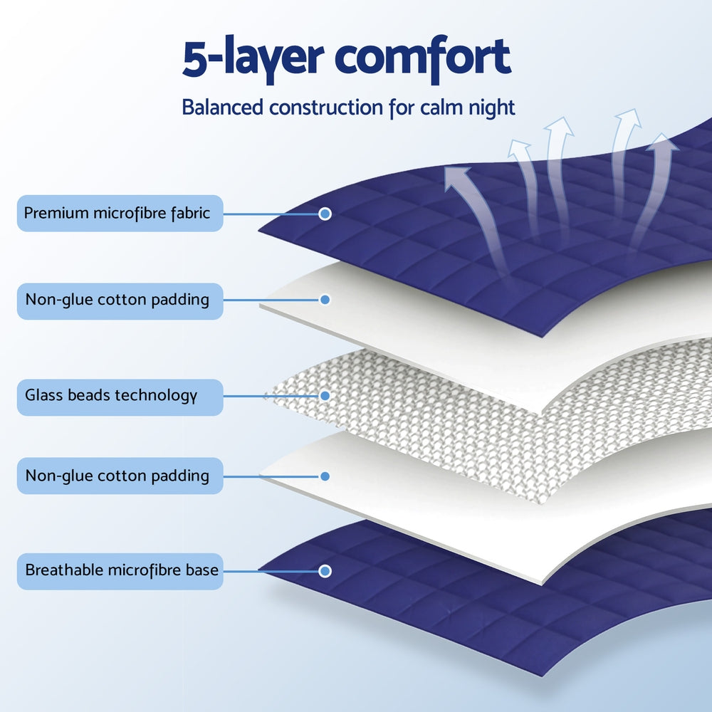 Weighted Blanket 6.8kg Kids Adults Heavy Gravity Relax Calm Blue