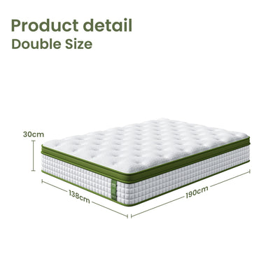 Pressure Relief Euro Top Pocket Spring Hybrid Mattress 30cm – Double