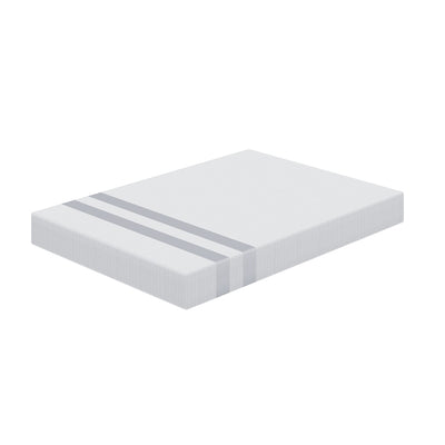 Double Memory Foam Mattress 20cm Cooling Gel Foam Mattress in a Box Medium Soft Feel, white with gray stripes on side