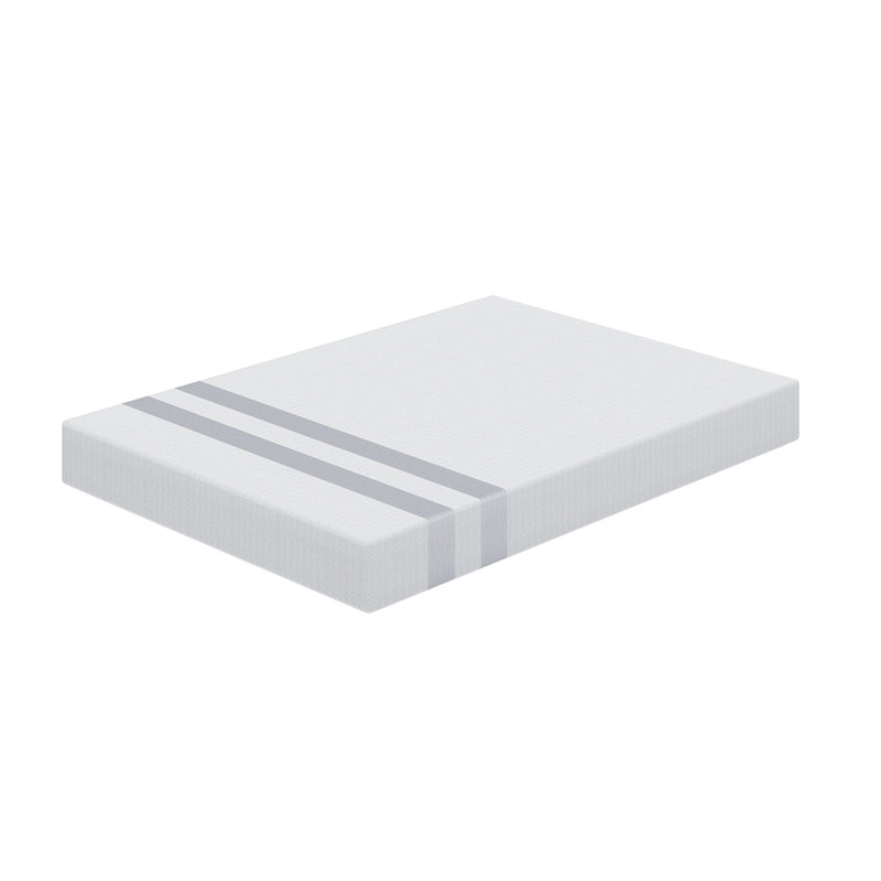 Double Memory Foam Mattress 20cm Cooling Gel Foam Mattress in a Box Medium Soft Feel, white with gray stripes on side