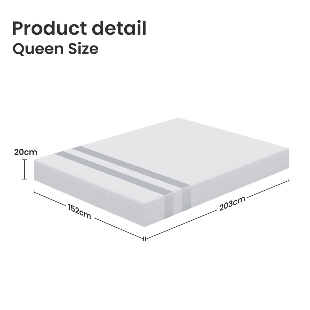 Queen Memory Foam Mattress 20cm Cooling Gel Foam Mattress in a Box Medium Soft Feel