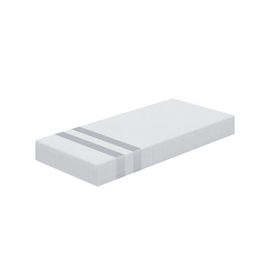Single Memory Foam Mattress 20cm Cooling Gel Foam Mattress in a Box Medium Soft Feel with white cover and gray stripes
