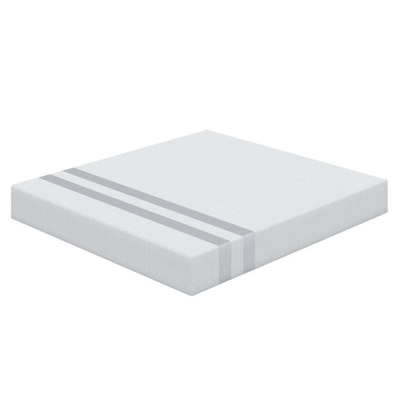 King Memory Foam Mattress 25cm Cooling Gel Foam Mattress in a Box Medium Feel with white cover and gray stripe design