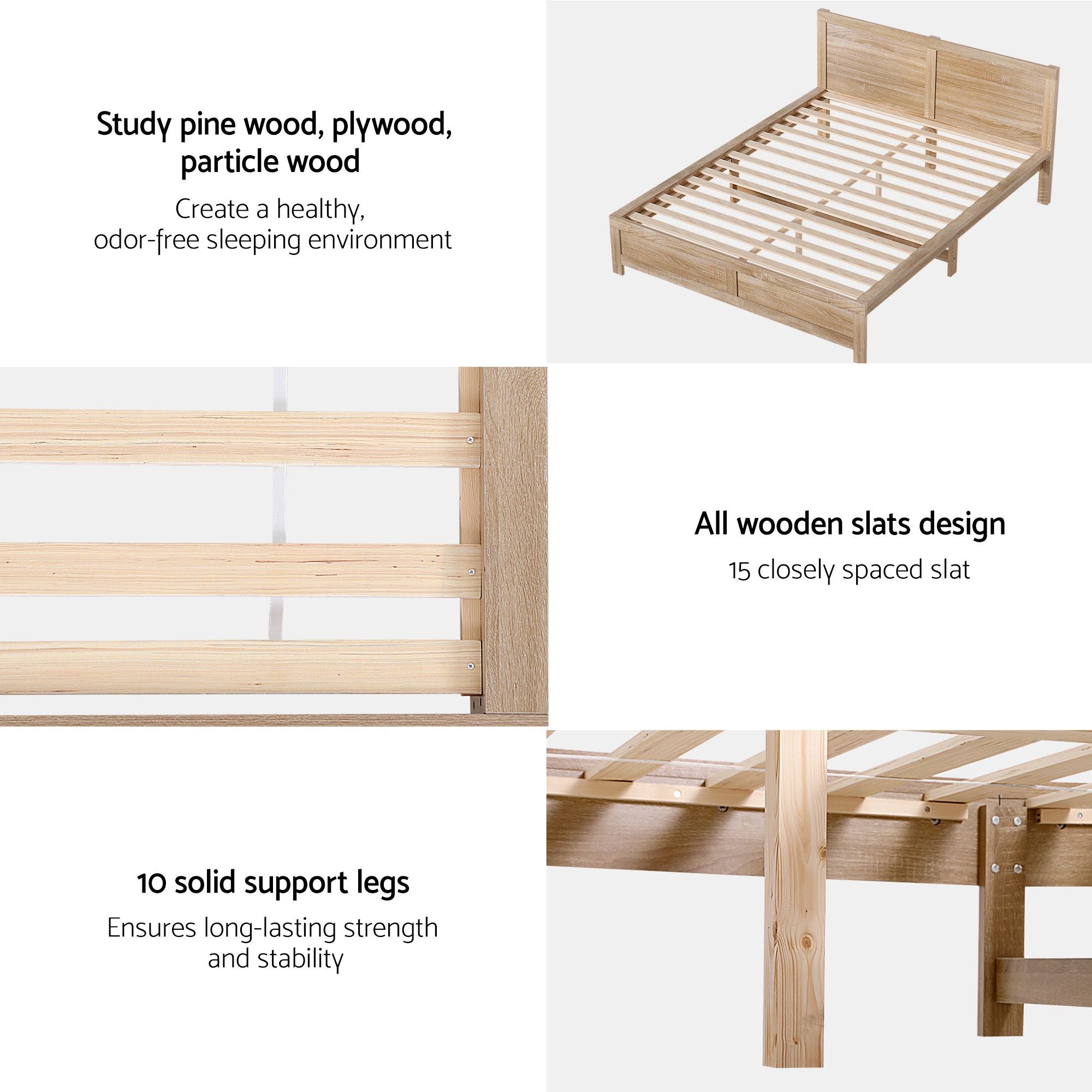 Queen 34cm Medium Soft Gel Mattress and Oatmeal Bed Frame Bundle - Oatmeal