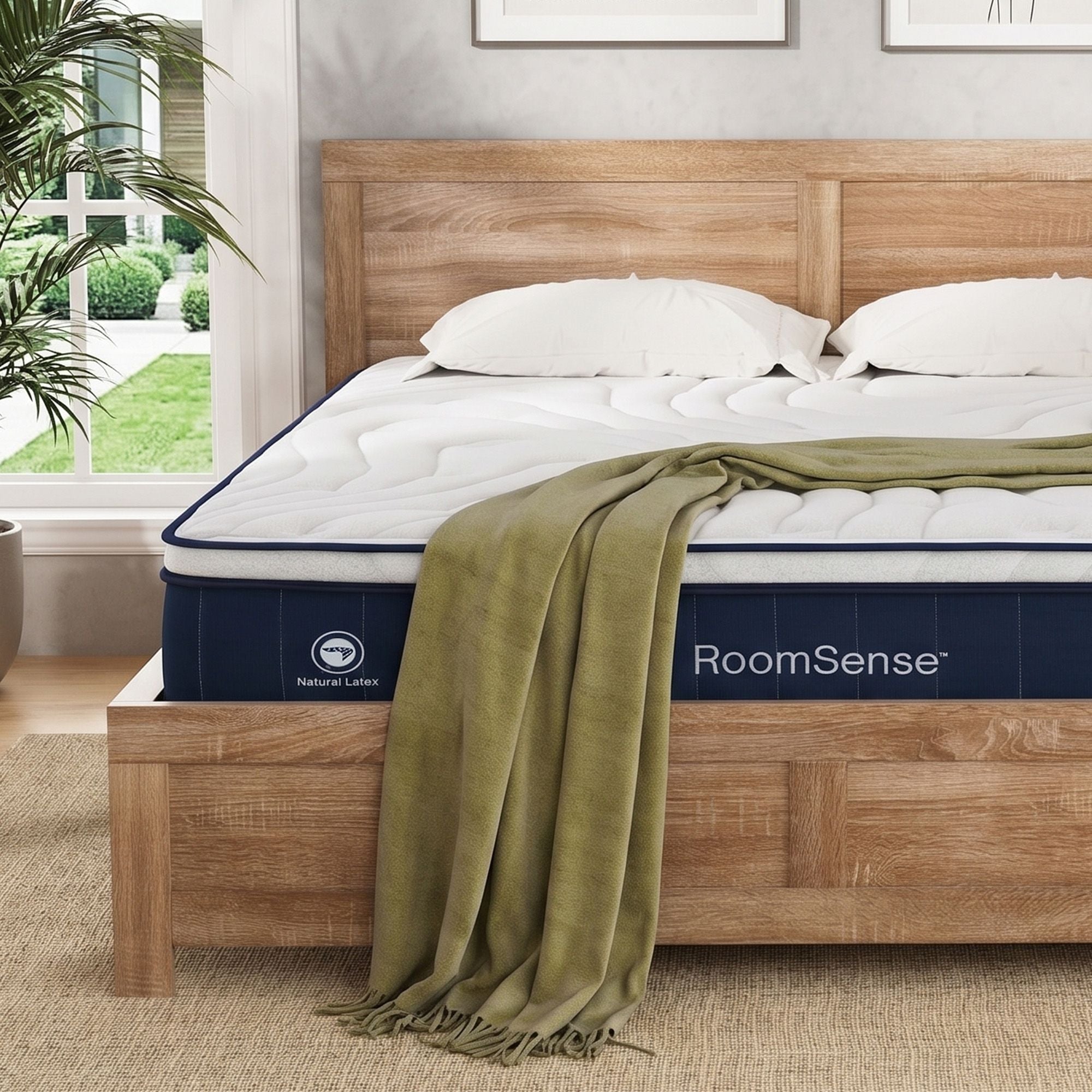 Double 30cm Medium Firm Latex Mattress and Pine Bed Frame Bundle