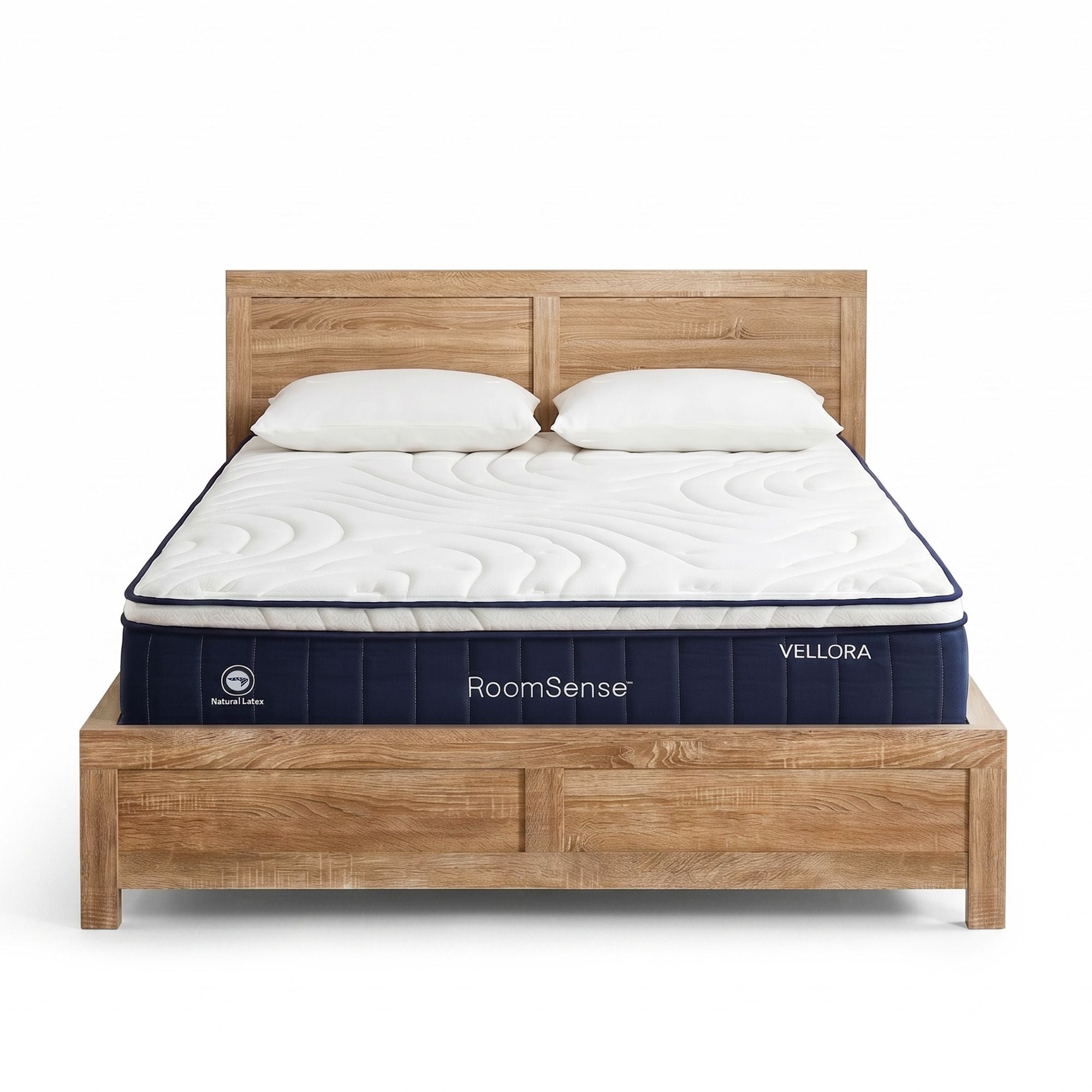 Queen 30cm Medium Firm Latex Mattress and Pine Bed Frame Bundle - Oatmeal