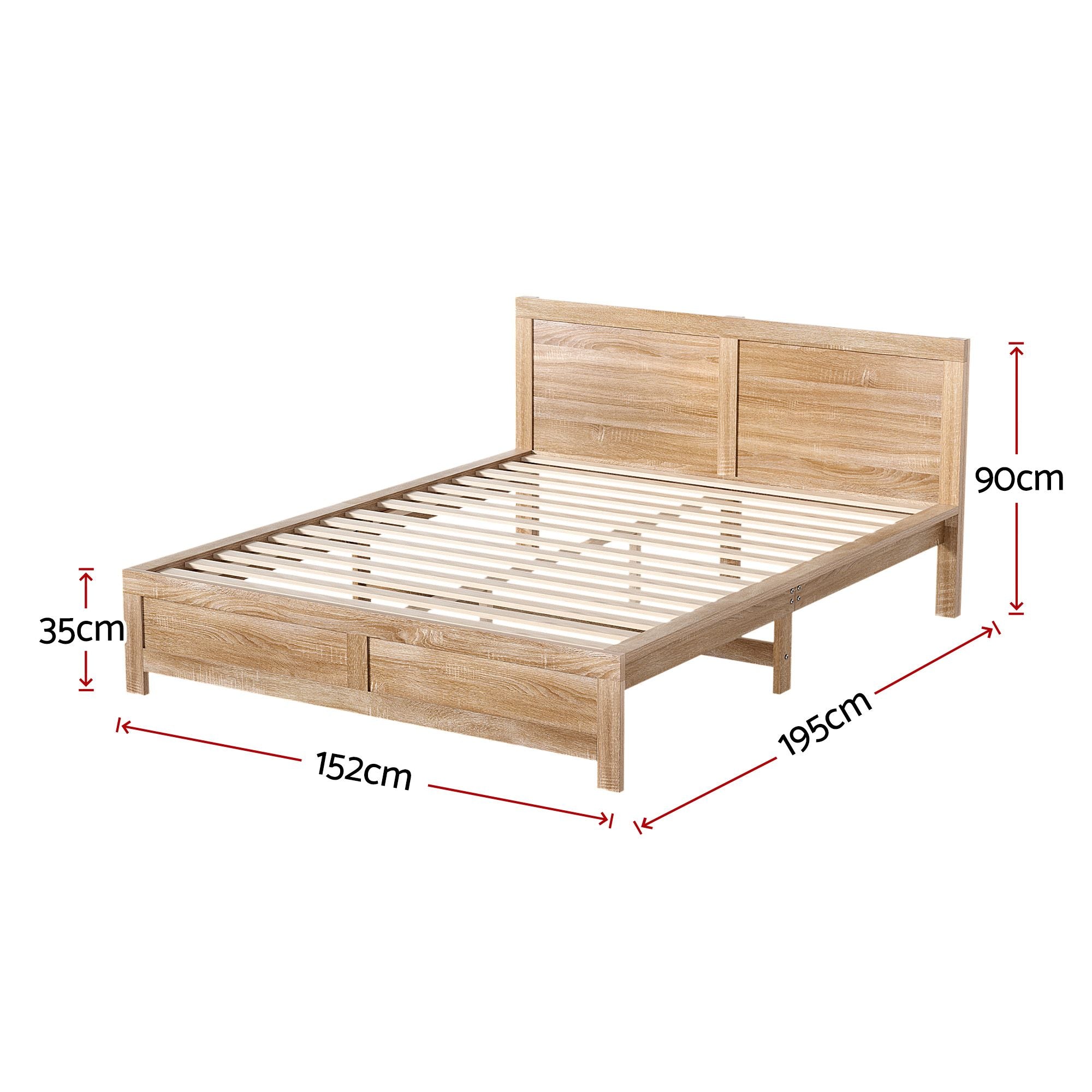 Double 26cm Firm Orthopedic Mattress and Oatmeal Wooden Bed Frame Bundle