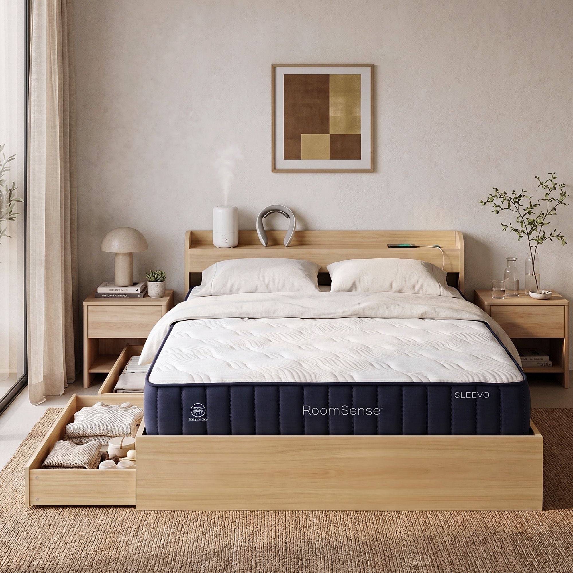 Queen 26cm Firm Mattress and Storage Bed Frame Bundle