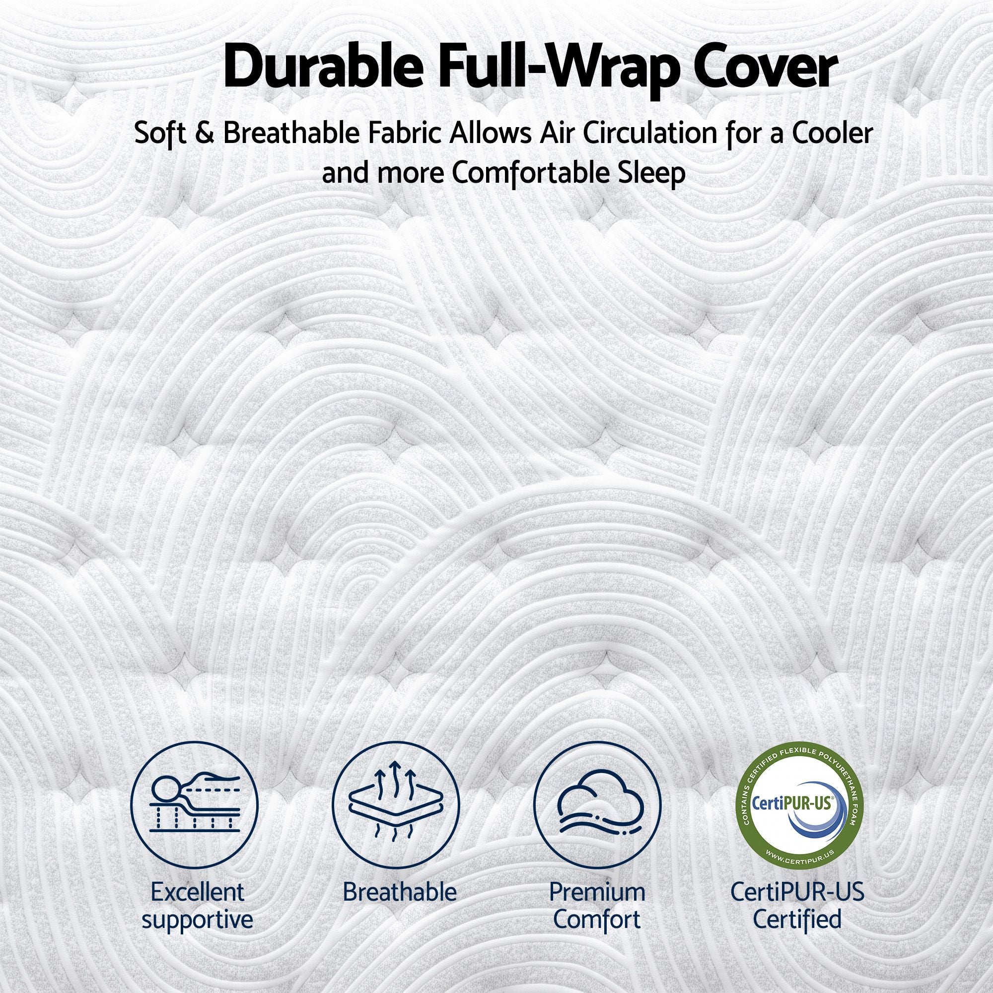 Queen 34cm Medium Soft Gel Mattress Bundle with 2 Cooling Pillows - Blue